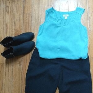 LOFT Aqua Work Blouse Pleated